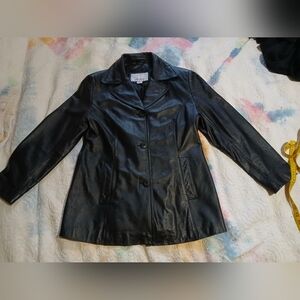 Wilsons Leather Black Motorcycle‎ Jacket Fitted Style. Women's Sz.L.